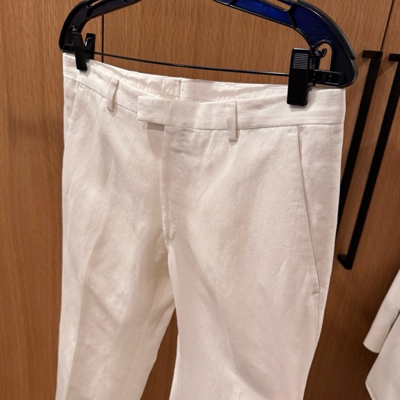 DRIES VAN NOTEN SINGLE-BREASTED COTTON LINEN BLEND SUIT ECRU / IVORY 46 - Picture 4 of 8